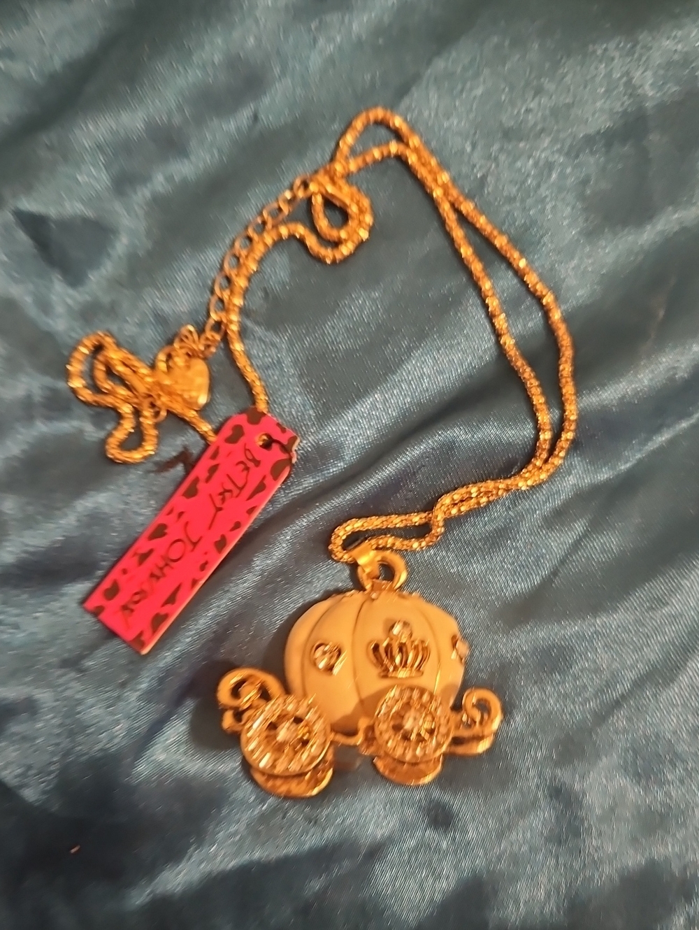 Betsey Johnson Gold Carriage Pendant Necklace